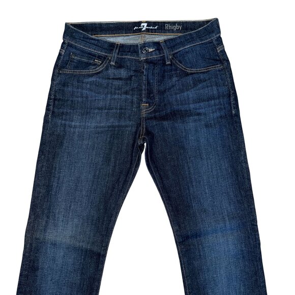 READ 7 For All Mankind 7FAM Rhigby Mens Straight Leg Jeans 30 32 Dark Wash - Picture 3 of 8